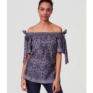 Loft off shoulder flutter sleeve top. XS